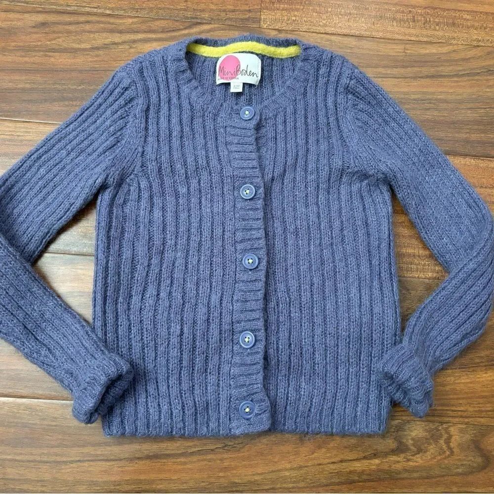 Mini Boden blue/purple/periwinkle knit ribbed cardigan sweater